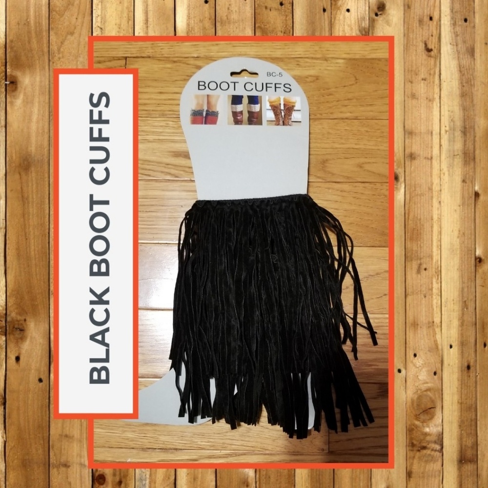 Black Fringe Boot Cuffs